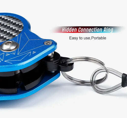 Blue fish lip grip with metal connection ring and spring keychain loop