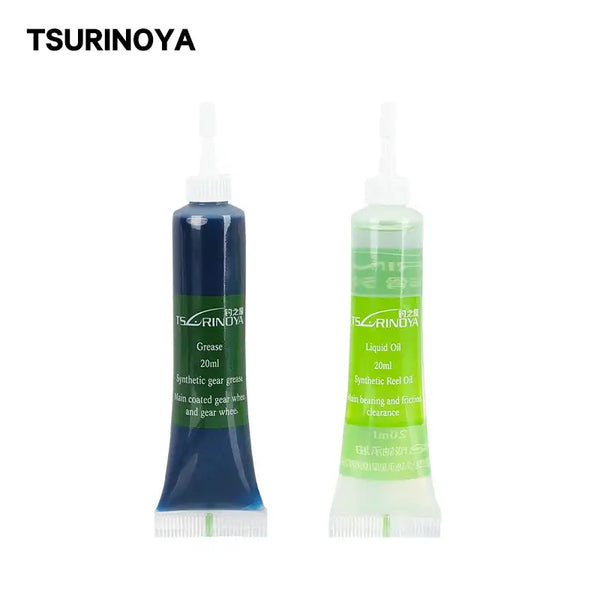 Tsurinoya reel maintenance grease tube and liquid oil tube, blue and green 20 ml each