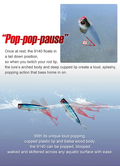 Noeby 105mm 24g Topwater Popper Fishing Lures Wobblers Long Casting Artificial Hard Baits Saltwater Freshwater Fishing Lures -  - Cast N Go