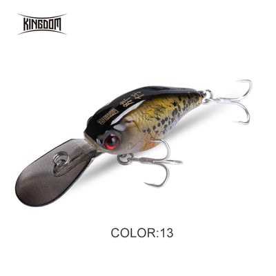 Hard crankbait minnow lure with dark teal back, gray body, red eye, two treble hooks