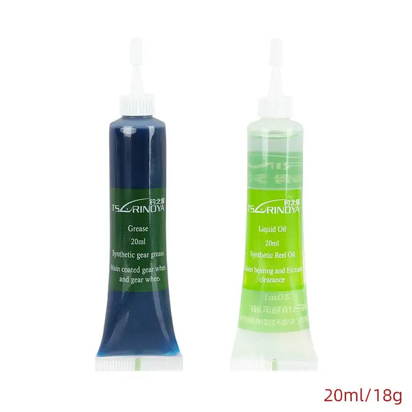 Tsurinoya grease and reel oil tubes, blue and green 20ml, squeeze nozzles