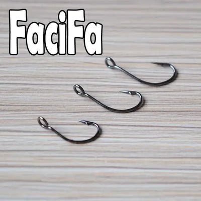 Crank fishing hooks, barbed single hooks with dark metal finish (4 hooks shown)