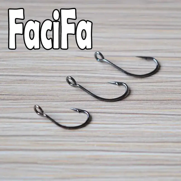 Crank fishing hooks, barbed single hooks with dark metal finish (4 hooks shown)