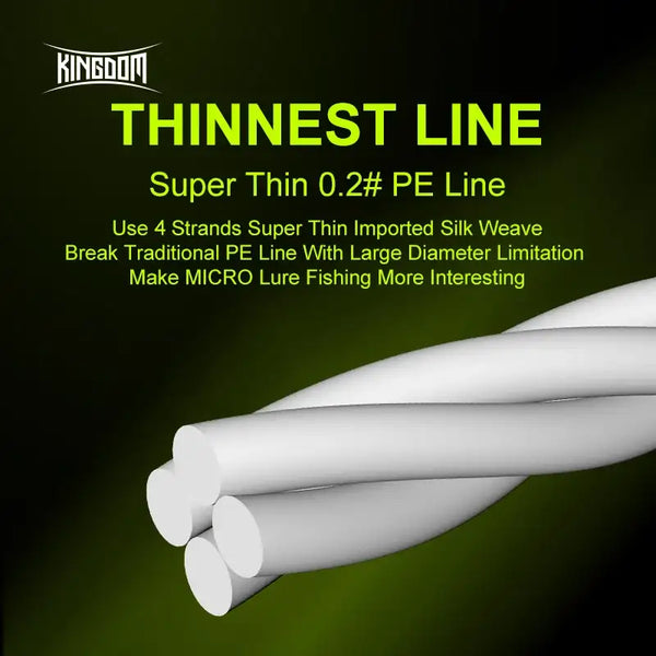 White super thin PE fishing line segments, 0.2# shown on coiled strand product view