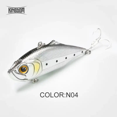 Fishing lure with silver body and two treble hooks
