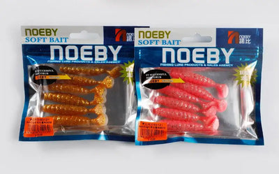 NOEBY soft bait silicone swimbait packages, red and gold-brown color options shown