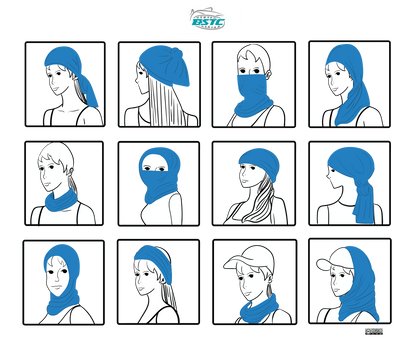 BSTC head sock styles collage with blue and white face covers