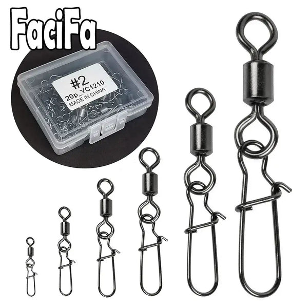 Stainless steel rolling swivel snap connector kit, multiple sizes in small clear box