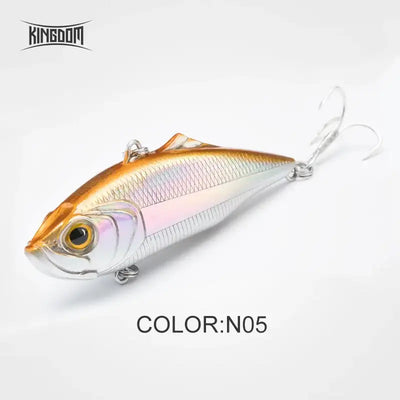 Fishing lure with orange back, white belly, and two treble hooks