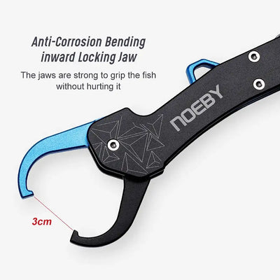 Blue and black fish lip grip with inward locking jaw and anti-corrosion design