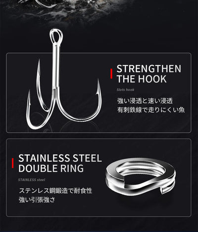 Stainless steel double hook set for fishing lure with two curved points