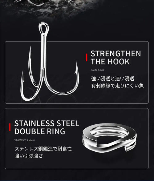 Stainless steel double hook set for fishing lure with two curved points