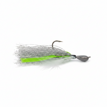 Artizan Flashtail Jigs Silver Lime 30g Bucktail Jig Heads – 2 Pack