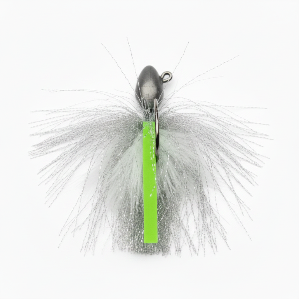 Artizan Flashtail Jigs Silver Lime 30g Bucktail Jig Heads – 2 Pack