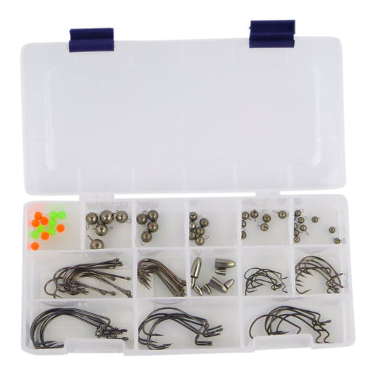 Swimerz compact swinging jig head pack with hooks and beads in organizer case