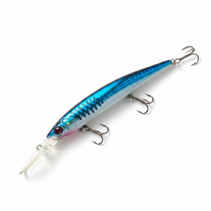 Finesse Flash Minnow Blue Flash 150mm Deep Diving Hard Body Lure