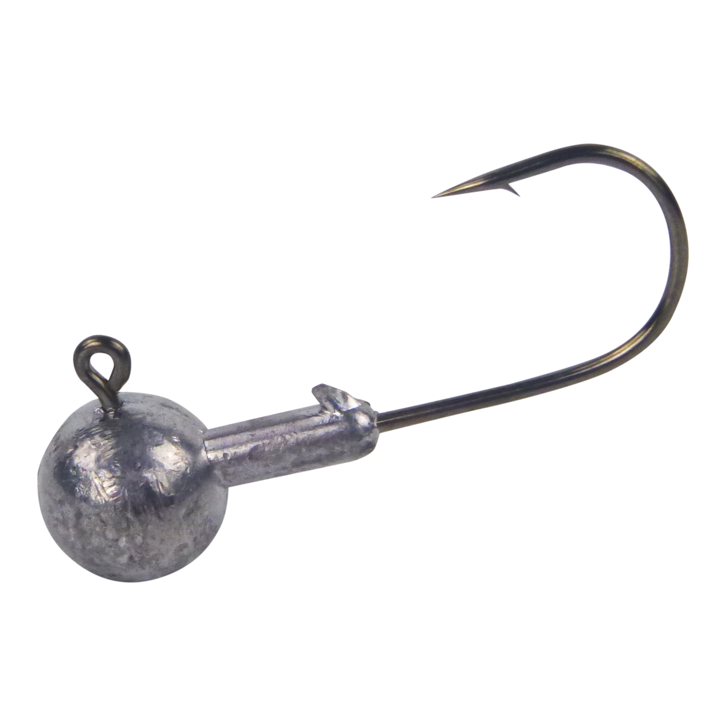 Lead round jig head lure with single hook, gray