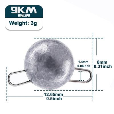 3g ball sinker hook clip with dimension diagram: 12.65mm and 8mm