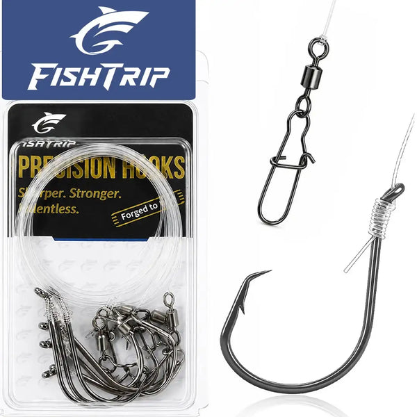 Pre-tied octopus hook rig set in clear pack with metal hooks and barrel swivel