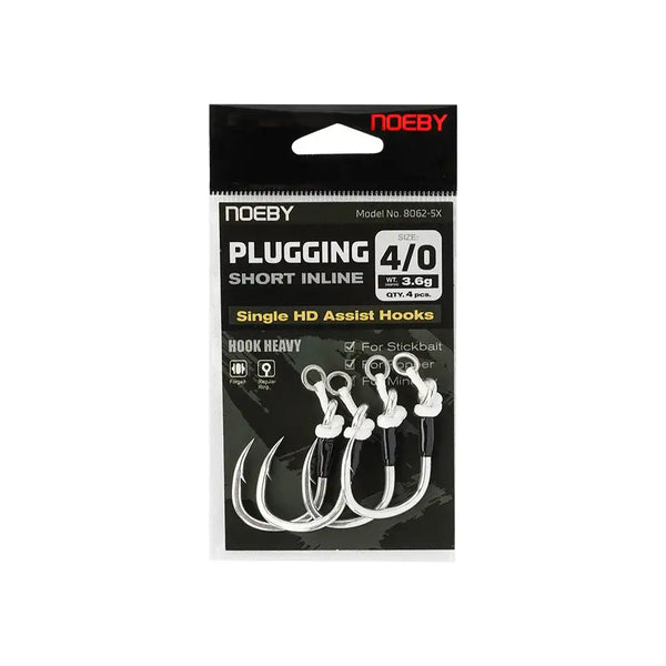Retail package of inline single assist hooks in size 4/0, heavy hook style