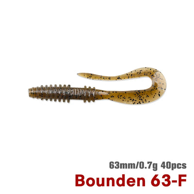 Gold soft worm lure with dark speckles, 63mm, 0.7g, 40-piece set