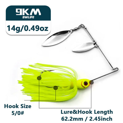 9KM DWLIFE Spinnerbait – Double Willow Blade | Ball Bearing | 10g & 14g | Bass Barramundi Golden Perch