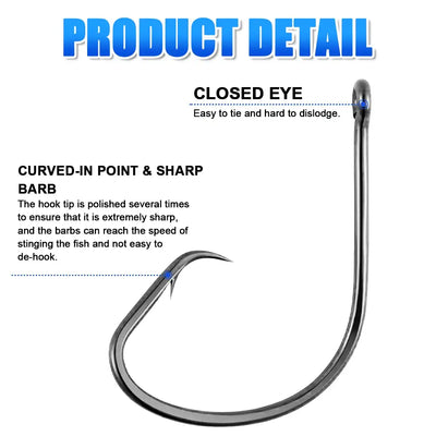 Inline circle hook with closed eye and curved-in point, sharp barb