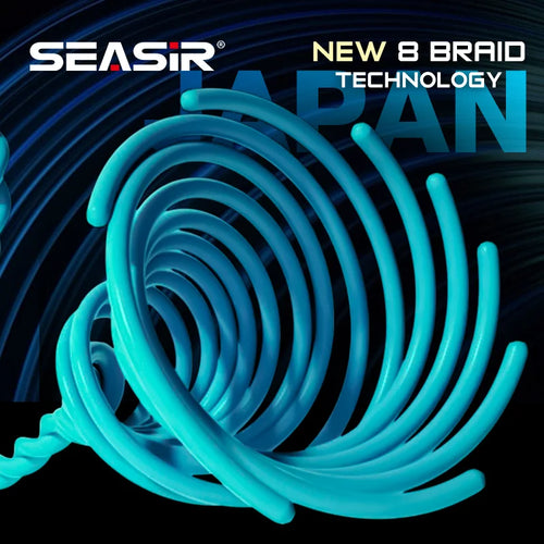 Coiled teal braided PE fishing line, new 8 braid technology
