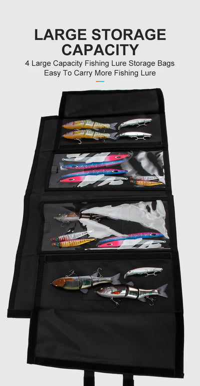 LEYDUN Swimbait Wrap Bag – Fits Up To 12" Baits | 4 Dual-Access Hybrid Pockets | Soft & Hard Lures | Green / Black