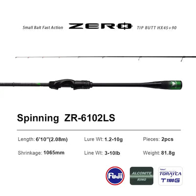 Purelure Zero Ultralight Lure Rod – Toray T1100G | Fuji Alconite | Spinning & Baitcast | UL & L