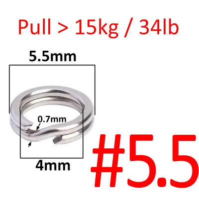 Stainless steel double oval split ring connector, size #5.5