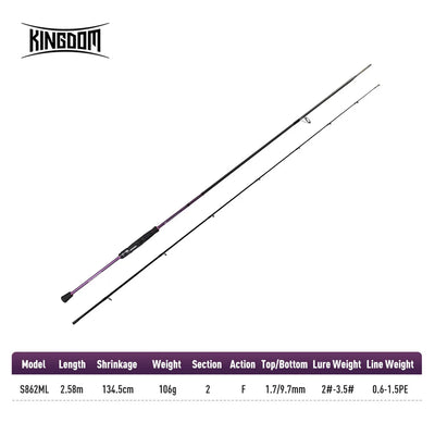 Kingdom squid jigging rod model S862ML with purple blank and black EVA grip