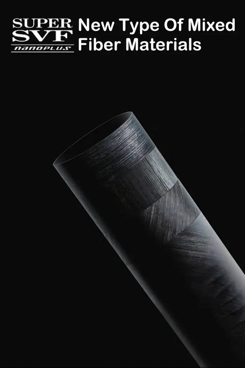 Telescopic fishing rod showing black carbon material section