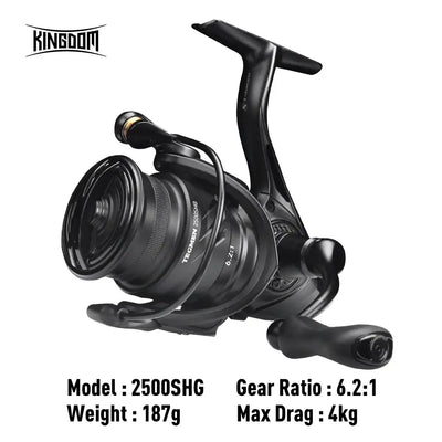 KINGDOM spinning reel, Model 2500SHG; gear ratio 6.2:1; max drag 4kg