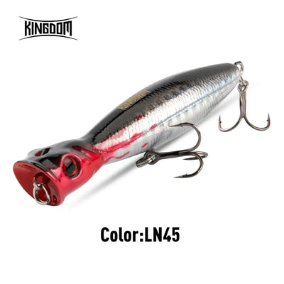 Floating hard wobbler lure, black back with red head, silver stripe and treble hooks