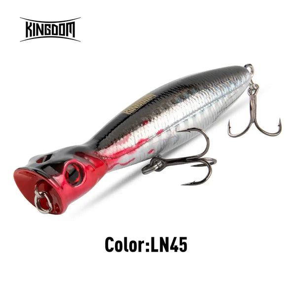 Floating hard wobbler lure, black back with red head, silver stripe and treble hooks