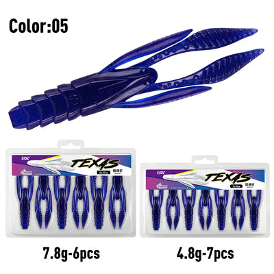 Blue soft plastic lure, two-pack with paddle-tail grubs