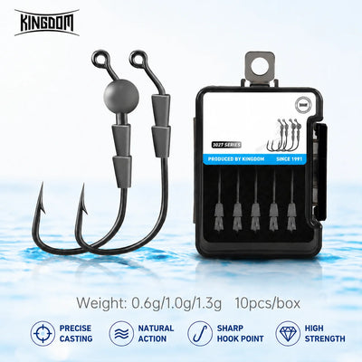 Micro lead head jig hook set with two hooks and boxed 10pcs packaging
