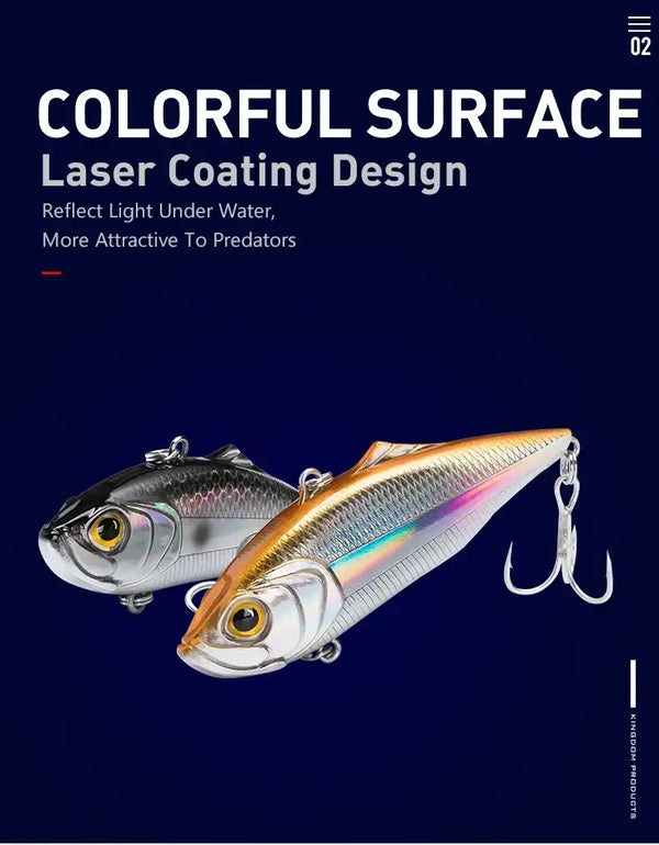Fishing lure set, iridescent silver-blue and gold-orange lures with treble hooks