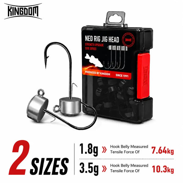Ned rig jig lead head fishing hooks set with black hooks and round lead heads