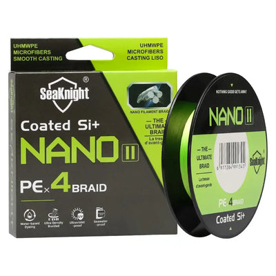 SeaKnight NANO II coated PE 4 braid fishing line box and green spool