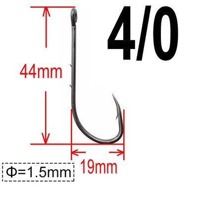 Narrow offset bait fishing hook, barbed, size 4/0