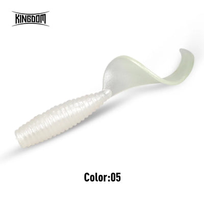 Kingdom Tanan-Tail soft plastic paddle-tail lure in white, ribbed body