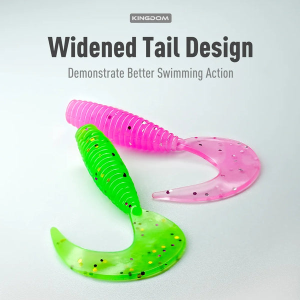 Soft plastic paddle tail fishing lure, pink and neon green speckled fin tails