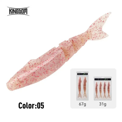 Single jointed soft swimbait lure, pink speckled color 05 with realistic fork tail