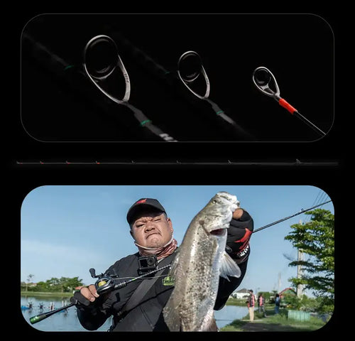 Black ultralight lure rod with three guide rings and slender graphite blank