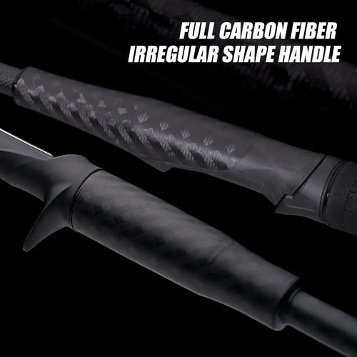 Full-carbon handle section with irregular textured pattern and grip wrap