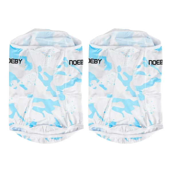 NOEBY fishing face and neck gaiter pair, blue-and-white camo print, hooded design