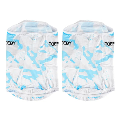 Blue camo face and neck gaiter, folded set with NOEBY logo