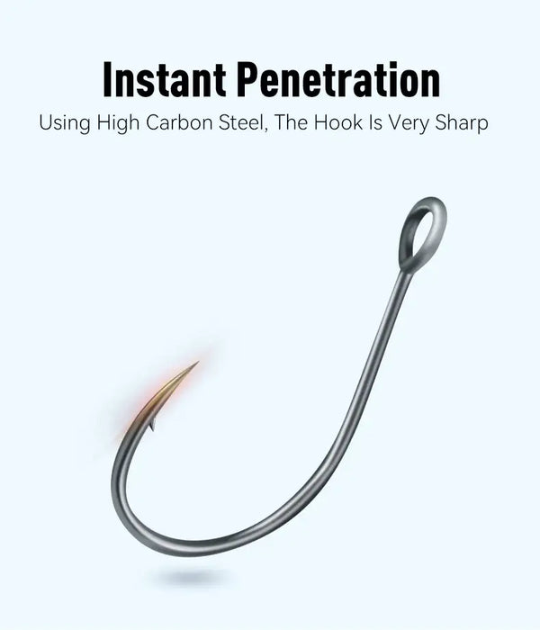 Close-up of single hook with sharp point for micro metal jig fishing lure